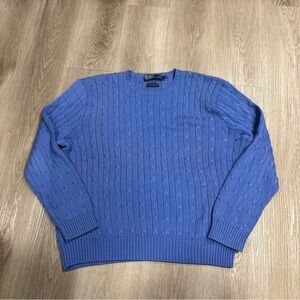 Polo Ralph Lauren Cable Knit crew neck Sweater Men’s Long Sleeve Blue Size XXL
